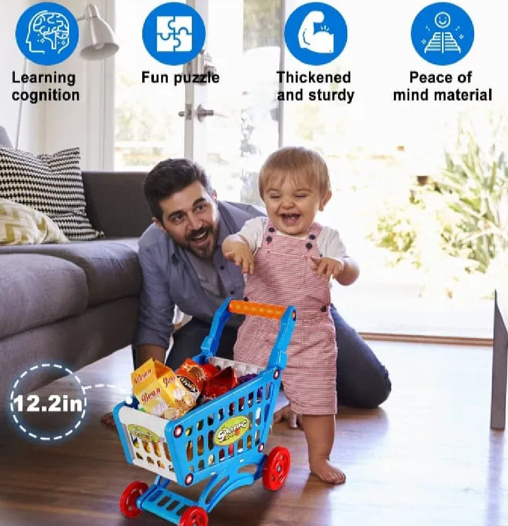 Supermarket Plastic Grocery shopping cart trolley playset for kids