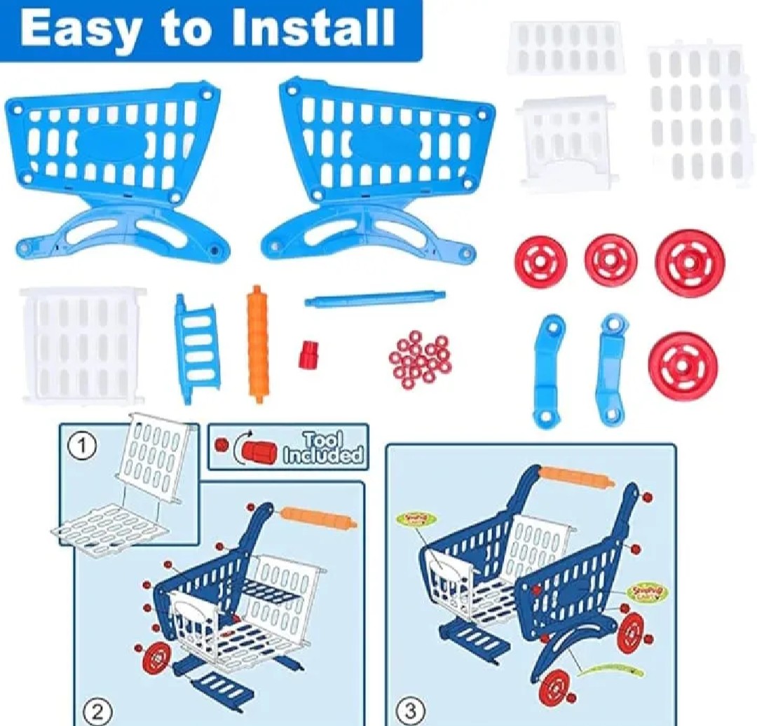 Supermarket Plastic Grocery shopping cart trolley playset for kids