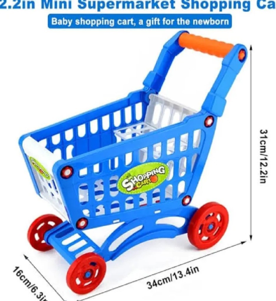 Supermarket Plastic Grocery shopping cart trolley playset for kids