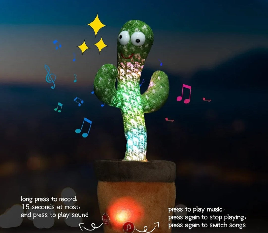 Rechargeable Cute Dancing Cactus Toy for Kids | Talking Dancing Shaking & Talk Back with Lights | Happy Birthday Gift