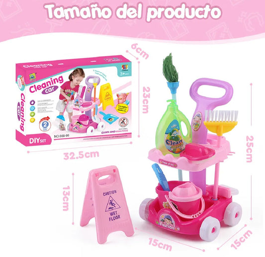 Kids Cleaning Cart Play Set for Kids - Mini Sweeper Trolley with Mop, Accessories, and DIY Cleaning Tools For boys girls | Pretend Play > Housekeeping Toy for Children Best for Toys gifts