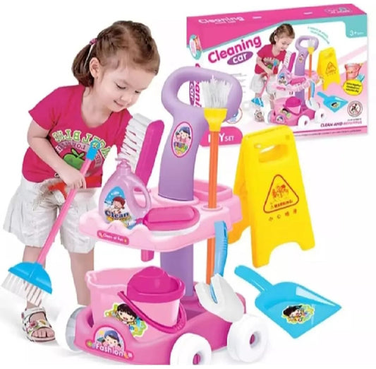 Kids Cleaning Cart Play Set for Kids - Mini Sweeper Trolley with Mop, Accessories, and DIY Cleaning Tools For boys girls | Pretend Play > Housekeeping Toy for Children Best for Toys gifts
