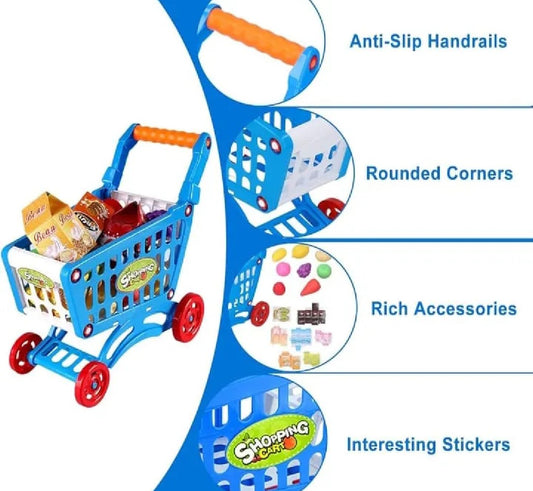 Supermarket Plastic Grocery shopping cart trolley playset for kids