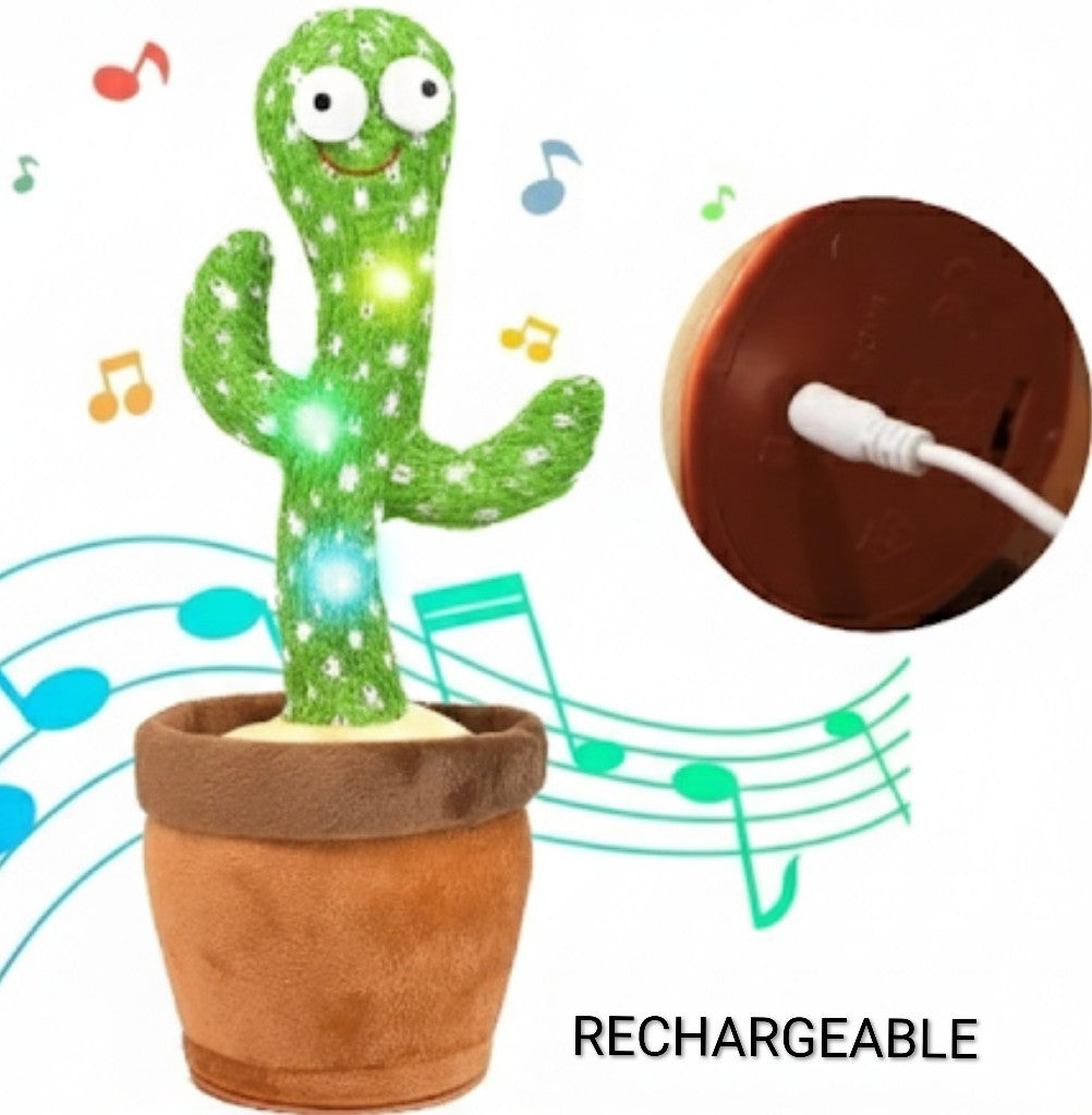 Rechargeable Cute Dancing Cactus Toy for Kids | Talking Dancing Shaking & Talk Back with Lights | Happy Birthday Gift