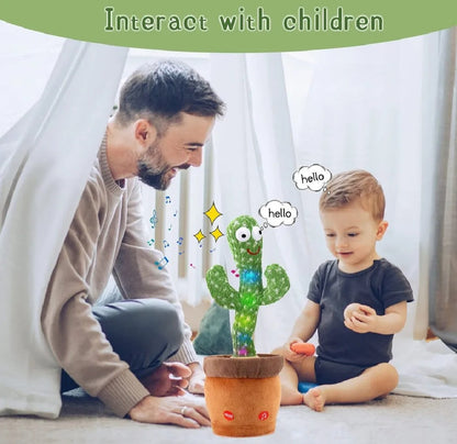 Rechargeable Cute Dancing Cactus Toy for Kids | Talking Dancing Shaking & Talk Back with Lights | Happy Birthday Gift