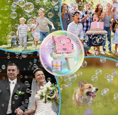 Bubble Gun for Kids Machine Boys Girls Toddlers LED Automatic Pink