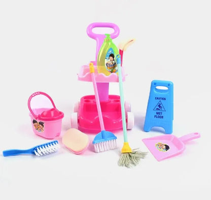 Kids Cleaning Cart Play Set for Kids - Mini Sweeper Trolley with Mop, Accessories, and DIY Cleaning Tools For boys girls | Pretend Play > Housekeeping Toy for Children Best for Toys gifts