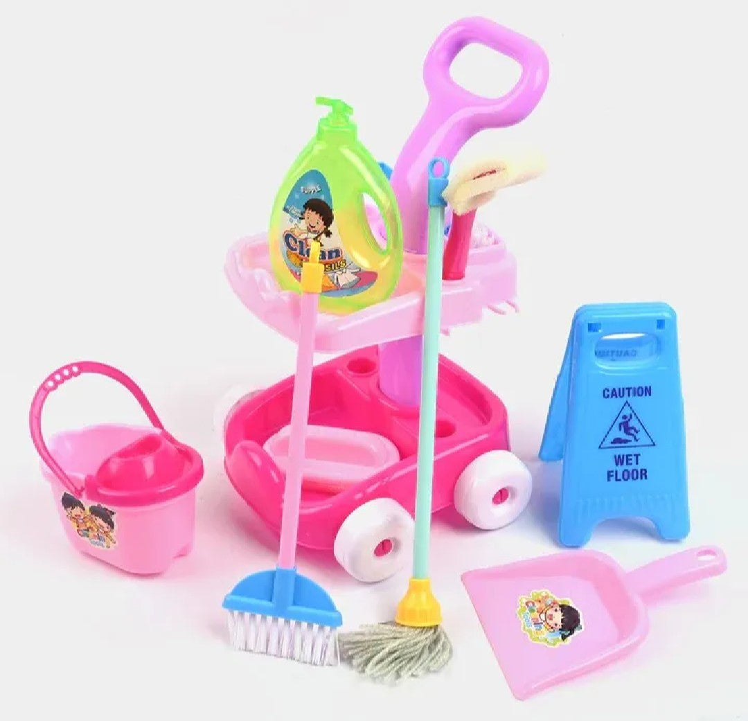 Kids Cleaning Cart Play Set for Kids - Mini Sweeper Trolley with Mop, Accessories, and DIY Cleaning Tools For boys girls | Pretend Play > Housekeeping Toy for Children Best for Toys gifts