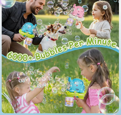 Bubble Gun for Kids Machine Boys Girls Toddlers LED Automatic Pink