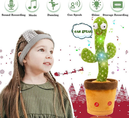 Rechargeable Cute Dancing Cactus Toy for Kids | Talking Dancing Shaking & Talk Back with Lights | Happy Birthday Gift
