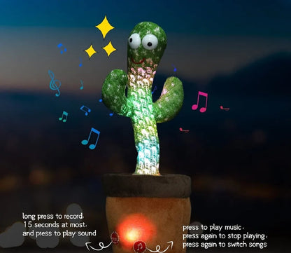 Rechargeable Cute Dancing Cactus Toy for Kids | Talking Dancing Shaking & Talk Back with Lights | Happy Birthday Gift