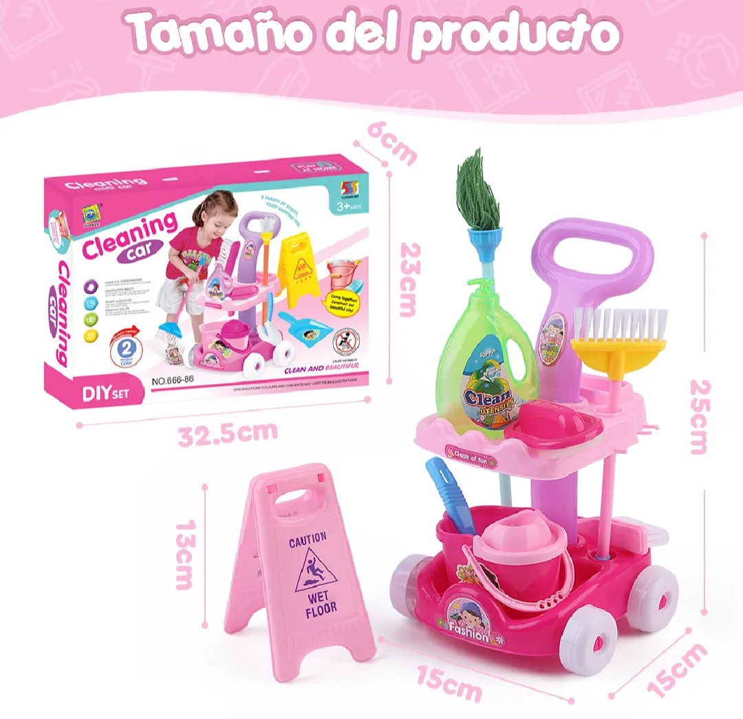 Kids Cleaning Cart Play Set for Kids - Mini Sweeper Trolley with Mop, Accessories, and DIY Cleaning Tools For boys girls | Pretend Play > Housekeeping Toy for Children Best for Toys gifts