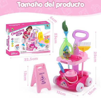Kids Cleaning Cart Play Set for Kids - Mini Sweeper Trolley with Mop, Accessories, and DIY Cleaning Tools For boys girls | Pretend Play > Housekeeping Toy for Children Best for Toys gifts